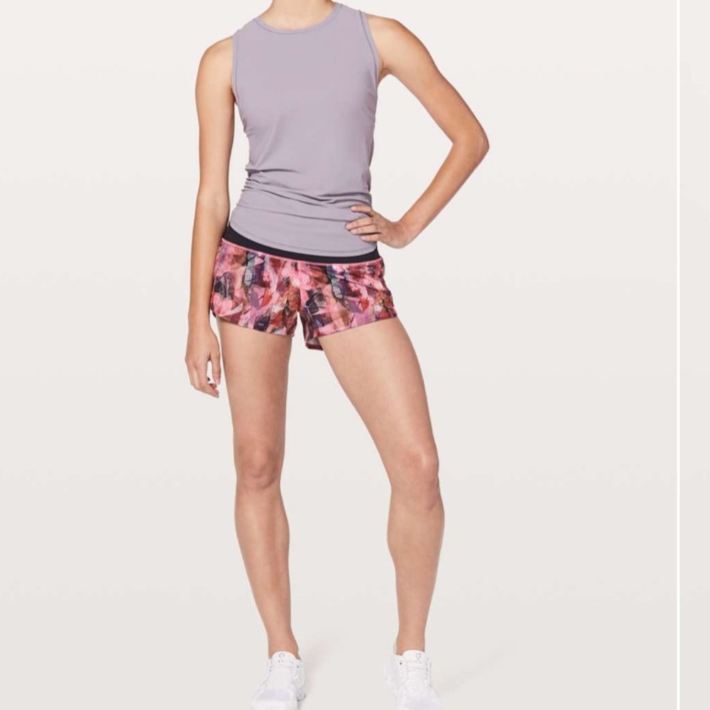 Lululemon speed up run short 2.5 pink/black/multi size 6